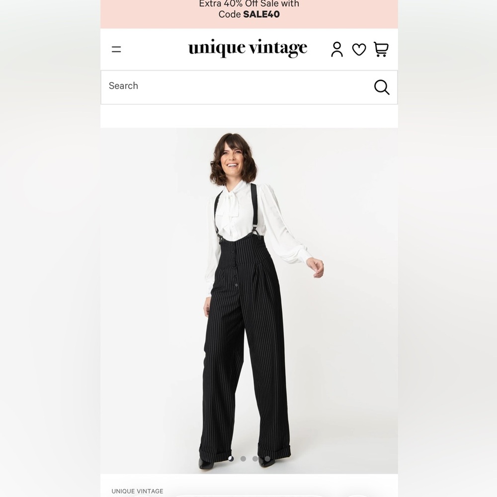 Unique Vintage Black Pinstripe Suspender Pants – Size 10/12